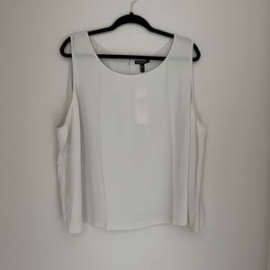 Eileen Fisher 100% Silk Georgette Crepe Top Bone Size 3X